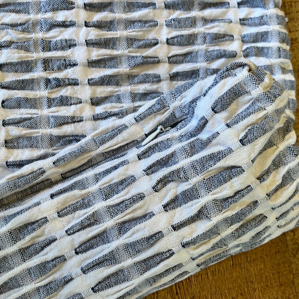 Haven California Grey-Blue White Pillowcase 20 x 20 Square Cotton - Picture 6 of 6